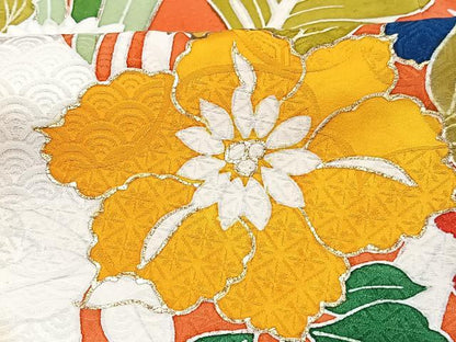 平和屋着物■豪華振袖 草花文 金彩 正絹 逸品 CABD7153xe