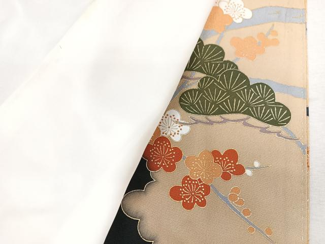 平和屋着物■豪華黒留袖　刺繍　尾長鳥梅松文　金彩　正絹　逸品　CABD7178xe