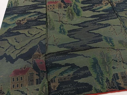 平和屋着物■本場大島紬 風景文 正絹 逸品 CABD7183xe