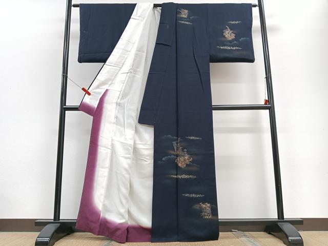 平和屋着物■訪問着 扇面草花文 暈し染め 金彩 正絹 逸品 CABD7190xe