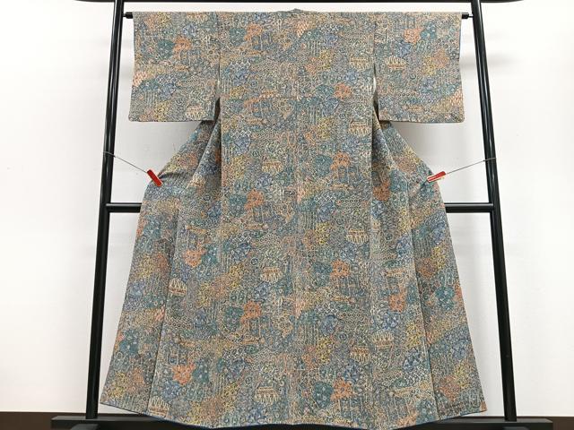 平和屋着物■上質な小紋 草花文 正絹 逸品 CABD7198xe