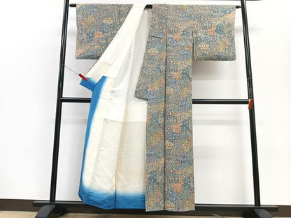 平和屋着物■上質な小紋 草花文 正絹 逸品 CABD7198xe