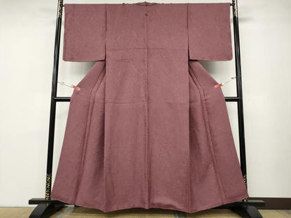 平和屋着物●上質な色無地　辻が花地紋　浅蘇芳色　正絹　逸品　未使用　CABD7201ut