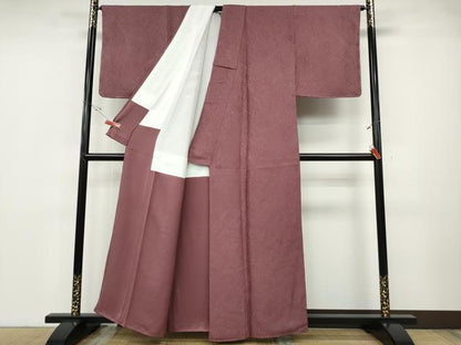 平和屋着物●上質な色無地　辻が花地紋　浅蘇芳色　正絹　逸品　未使用　CABD7201ut