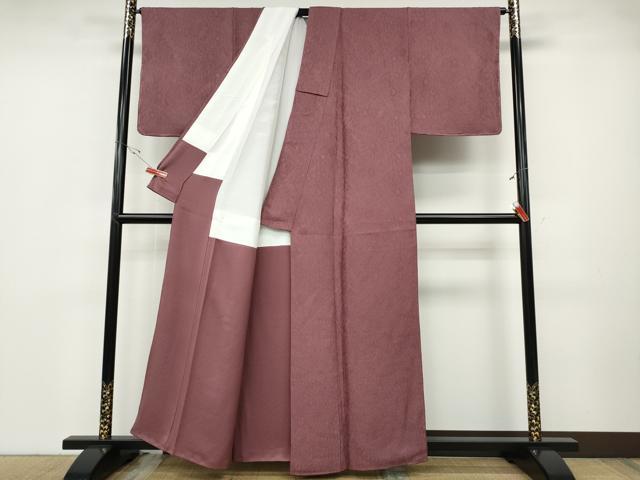 平和屋着物●上質な色無地　辻が花地紋　浅蘇芳色　正絹　逸品　未使用　CABD7201ut