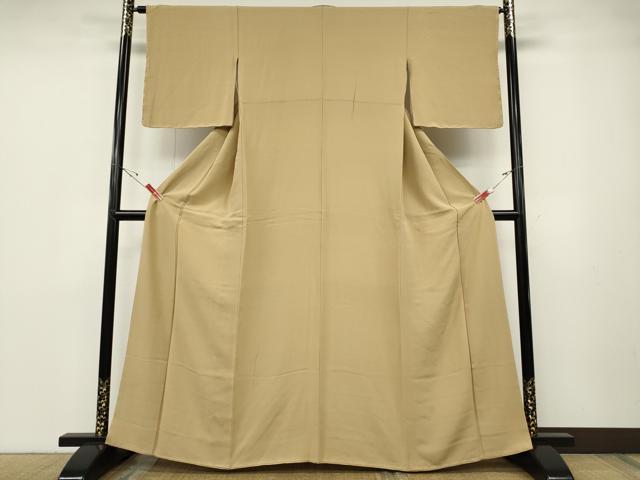 平和屋着物●上質な色無地　香色　正絹　逸品　未使用　CABD7202ut
