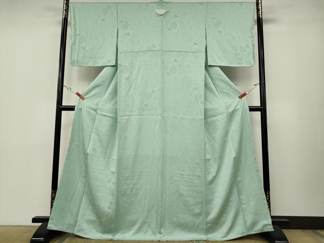 平和屋着物●上質な色無地　鳳凰花地紋　白藍色　正絹　逸品　未使用　CABD7203ut