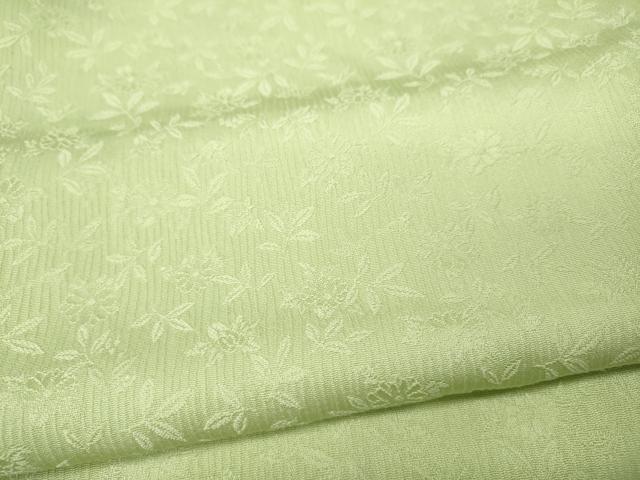 平和屋着物●上質な色無地　舞花地紋　若芽色　正絹　逸品　CABD7204ut