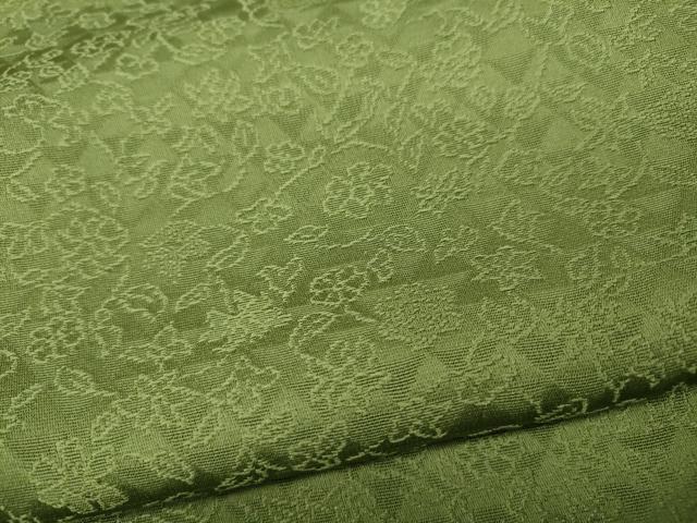 平和屋着物●上質な色無地　枝花地紋　青丹色　さが美扱い　正絹　逸品　CABD7205ut