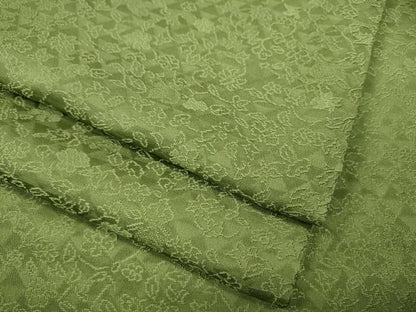 平和屋着物●上質な色無地　枝花地紋　青丹色　さが美扱い　正絹　逸品　CABD7205ut