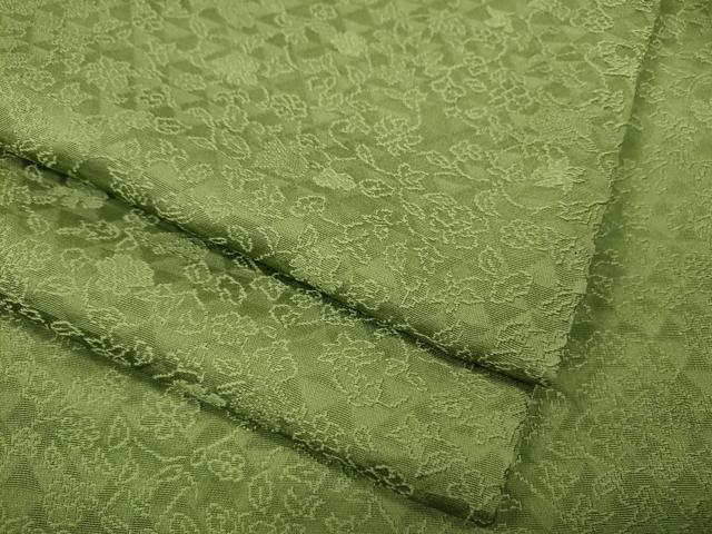 平和屋着物●上質な色無地　枝花地紋　青丹色　さが美扱い　正絹　逸品　CABD7205ut