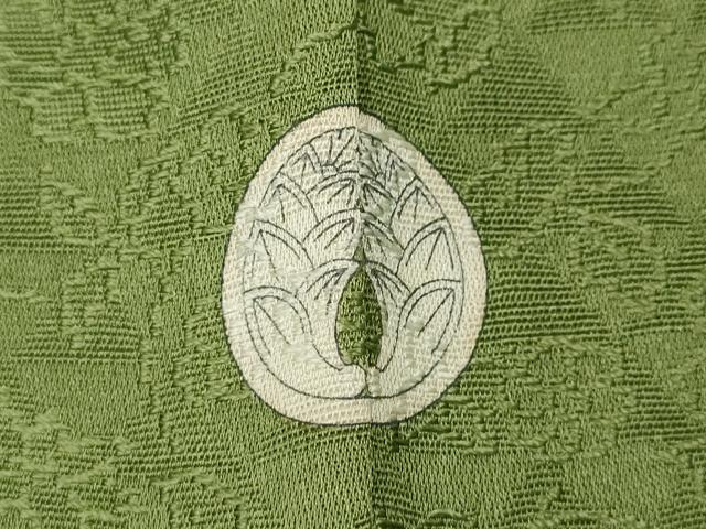 平和屋着物●上質な色無地　枝花地紋　青丹色　さが美扱い　正絹　逸品　CABD7205ut
