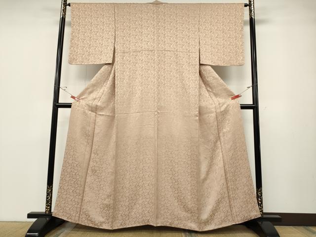 平和屋着物●上質な色無地　花唐草地紋　人色　正絹　逸品　CABD7206ut