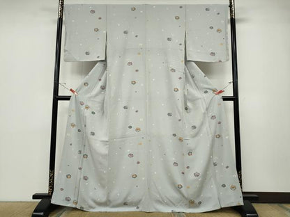 平和屋着物●上質な小紋　舞花文　泊散らし　金彩　正絹　逸品　未使用　CABD7211ut