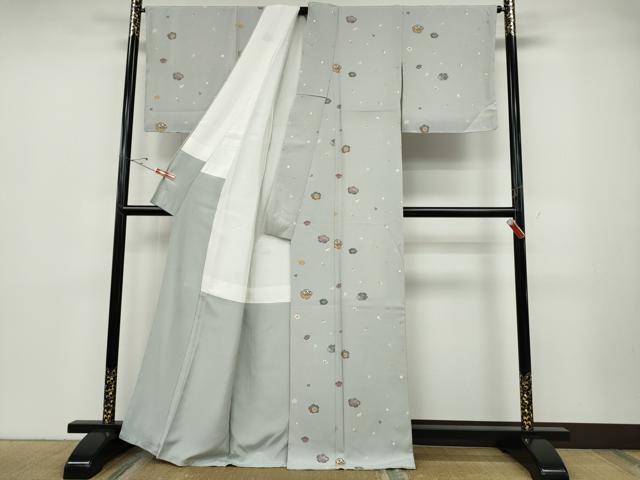 平和屋着物●上質な小紋　舞花文　泊散らし　金彩　正絹　逸品　未使用　CABD7211ut