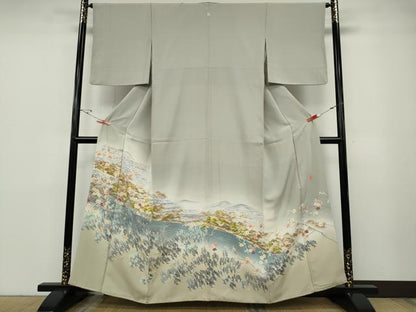 平和屋着物●本加賀友禅作家　茶谷孝志　色留袖　渡橋草花文　暈し染め　正絹　逸品　CABD7213ut