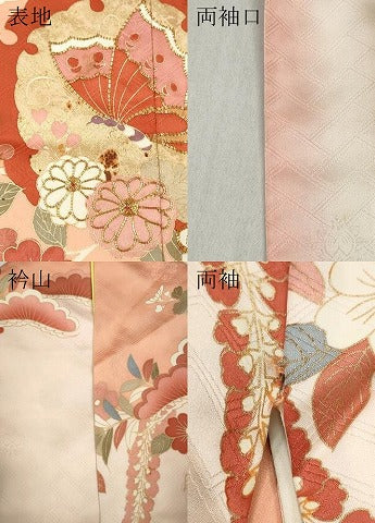 平和屋着物●十日町老舗ブランド　吉澤友禅　吾妻徳穂　振袖　駒刺繍　雪輪花蝶文　金彩　鈴乃屋扱い　正絹　逸品　CABD7214ut