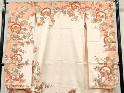 平和屋着物●十日町老舗ブランド　吉澤友禅　吾妻徳穂　振袖　駒刺繍　雪輪花蝶文　金彩　鈴乃屋扱い　正絹　逸品　CABD7214ut