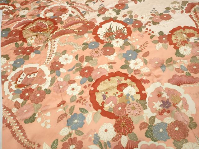 平和屋着物●十日町老舗ブランド　吉澤友禅　吾妻徳穂　振袖　駒刺繍　雪輪花蝶文　金彩　鈴乃屋扱い　正絹　逸品　CABD7214ut