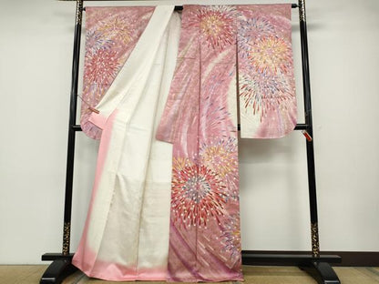平和屋着物●紫綬褒章　巨匠『岩田専太郎』　振袖　花火　暈し染め　金彩　正絹　逸品　CABD7215ut