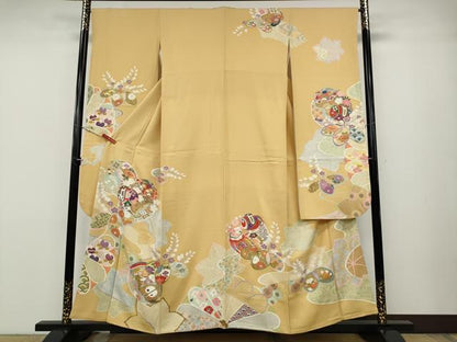 平和屋着物●豪華振袖　吉祥花文　金彩　正絹　逸品　CABD7216ut