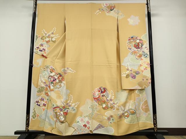 平和屋着物●豪華振袖　吉祥花文　金彩　正絹　逸品　CABD7216ut