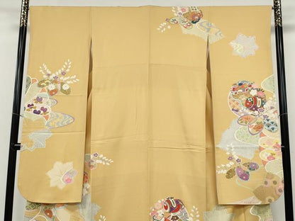 平和屋着物●豪華振袖　吉祥花文　金彩　正絹　逸品　CABD7216ut