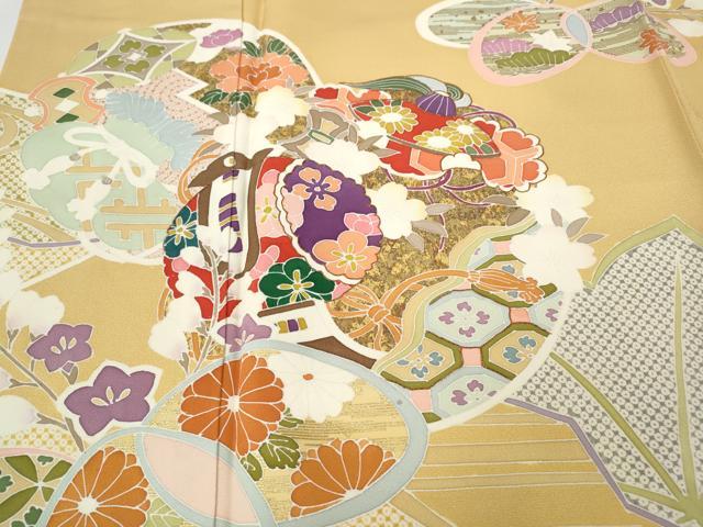 平和屋着物●豪華振袖　吉祥花文　金彩　正絹　逸品　CABD7216ut