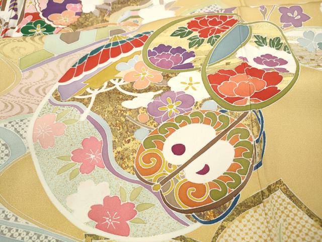 平和屋着物●豪華振袖　吉祥花文　金彩　正絹　逸品　CABD7216ut
