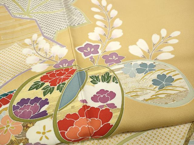 平和屋着物●豪華振袖　吉祥花文　金彩　正絹　逸品　CABD7216ut