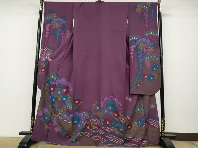 平和屋着物●豪華振袖　立波松椿文　金彩　正絹　逸品　CABD7217ut