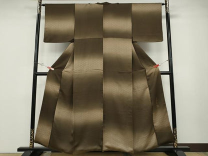 平和屋着物●染色作家　斉藤三才　小紋　霞麻の葉文　暈し染め　正絹　逸品　CABD7219ut