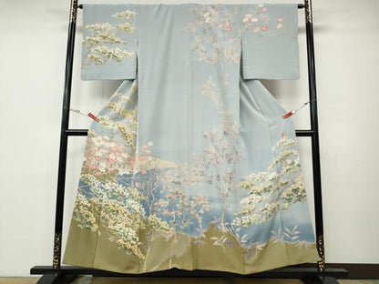 平和屋着物●本加賀友禅作家　酉川健一　訪問着　草花文　正絹　逸品　CABD7221ut