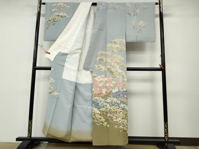 平和屋着物●本加賀友禅作家　酉川健一　訪問着　草花文　正絹　逸品　CABD7221ut