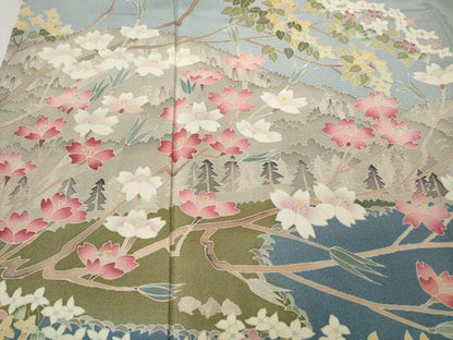 平和屋着物●本加賀友禅作家　酉川健一　訪問着　草花文　正絹　逸品　CABD7221ut