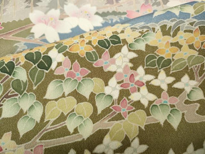 平和屋着物●本加賀友禅作家　酉川健一　訪問着　草花文　正絹　逸品　CABD7221ut