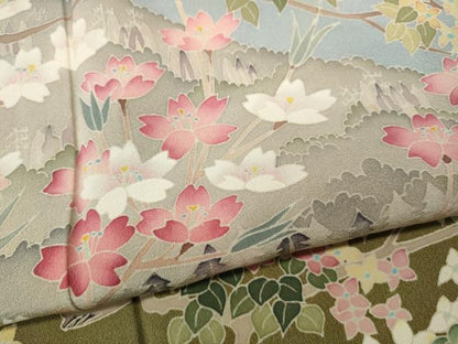 平和屋着物●本加賀友禅作家　酉川健一　訪問着　草花文　正絹　逸品　CABD7221ut
