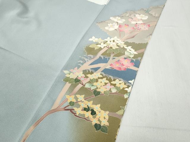平和屋着物●本加賀友禅作家　酉川健一　訪問着　草花文　正絹　逸品　CABD7221ut