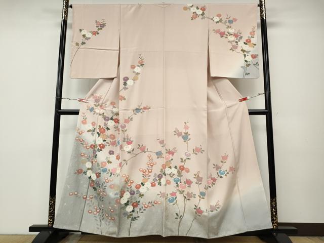 平和屋着物●訪問着　枝橘文　暈し染め　金銀彩　正絹　逸品　CABD7226ut