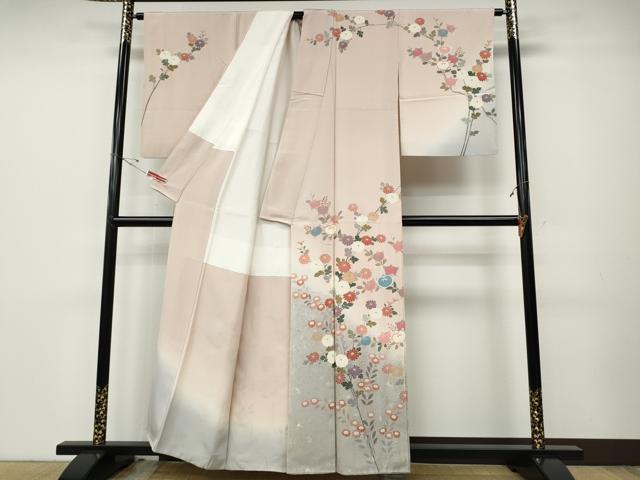 平和屋着物●訪問着　枝橘文　暈し染め　金銀彩　正絹　逸品　CABD7226ut