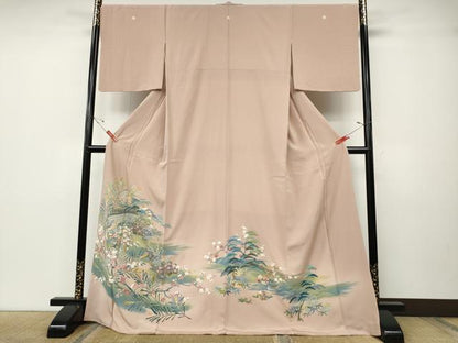 平和屋着物●豪華色留袖　友禅　草花文　ロング丈　正絹　逸品　CABD7227ut