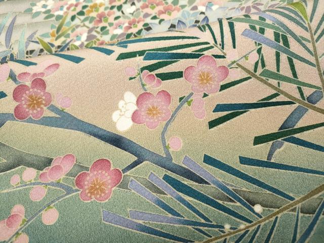 平和屋着物●豪華色留袖　友禅　草花文　ロング丈　正絹　逸品　CABD7227ut
