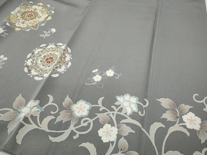 平和屋着物●豪華色留袖　駒刺繍　正倉院花文　金彩　正絹　逸品　CABD7229ut