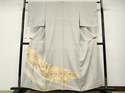平和屋着物●豪華色留袖　駒刺繍　正倉院吉祥花文　金彩　正絹　逸品　CABD7230ut