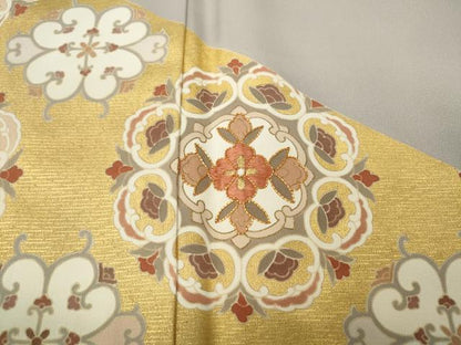 平和屋着物●豪華色留袖　駒刺繍　正倉院吉祥花文　金彩　正絹　逸品　CABD7230ut