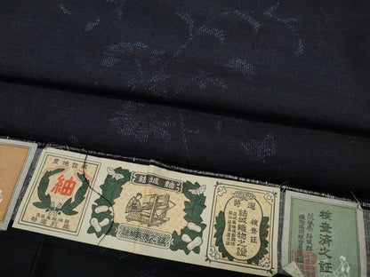 平和屋着物●結城紬　草花文　証紙付き　正絹　逸品　未使用　CABD7239ut