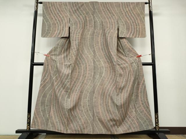 平和屋着物●十六代　助左衛門　小紋　総絞り　よろけ縞　正絹　逸品　CABD7242ut