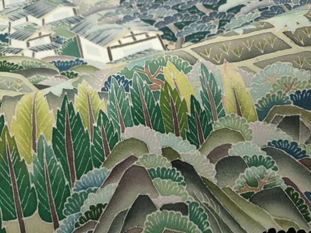 平和屋着物●本加賀友禅作家　東藤岳　黒留袖　風景草花文　正絹　逸品　CABD7243ut