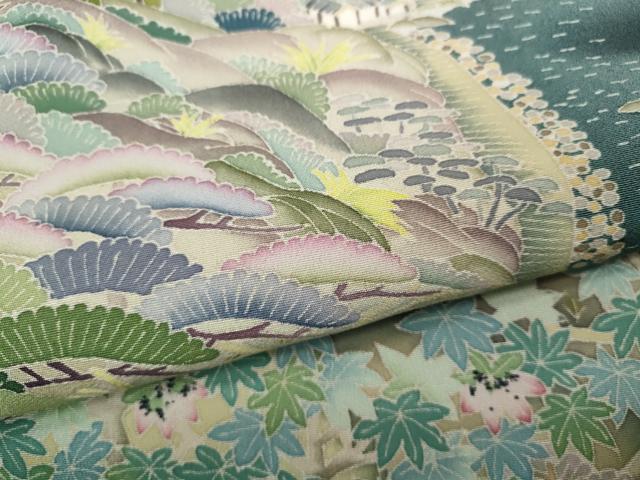 平和屋着物●本加賀友禅作家　東藤岳　黒留袖　風景草花文　正絹　逸品　CABD7243ut