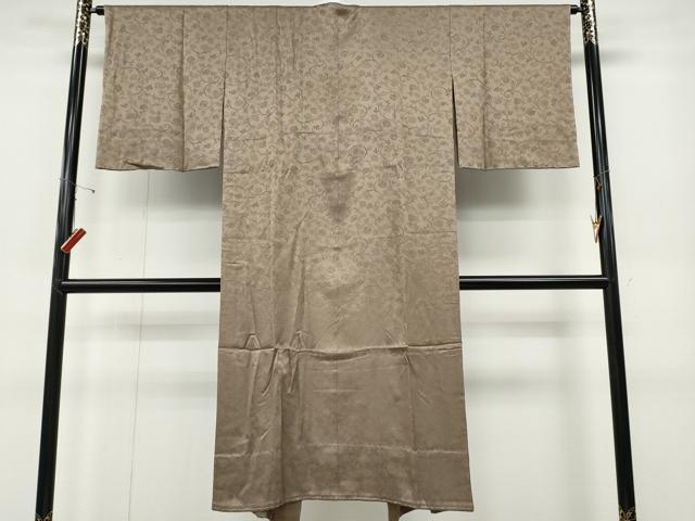 平和屋着物●長襦袢　無双仕立て　花唐草地紋　白茶色　鈴乃屋扱い　正絹　逸品　CABD7247ut